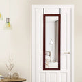 Lockable Wall Door Mounted Mirror Jewelry Cabinet with LED Lights-Brown
