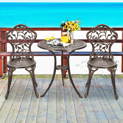 3 Pieces Cast Aluminum Bistro Set