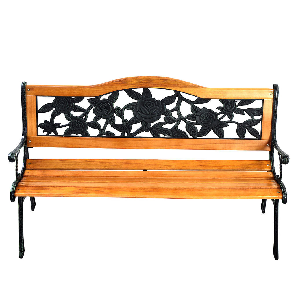 Outdoor Cast Iron Patio Bench Rose