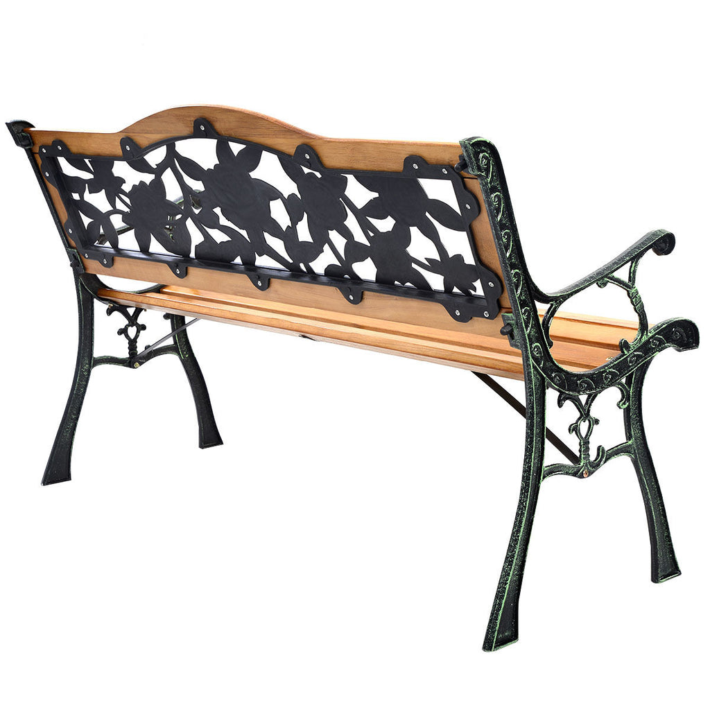 Outdoor Cast Iron Patio Bench Rose