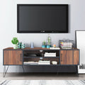 Retro Modern TV Stand with 6 Metal Legs for TVs up to 65 Inch with 2 Cable Holes