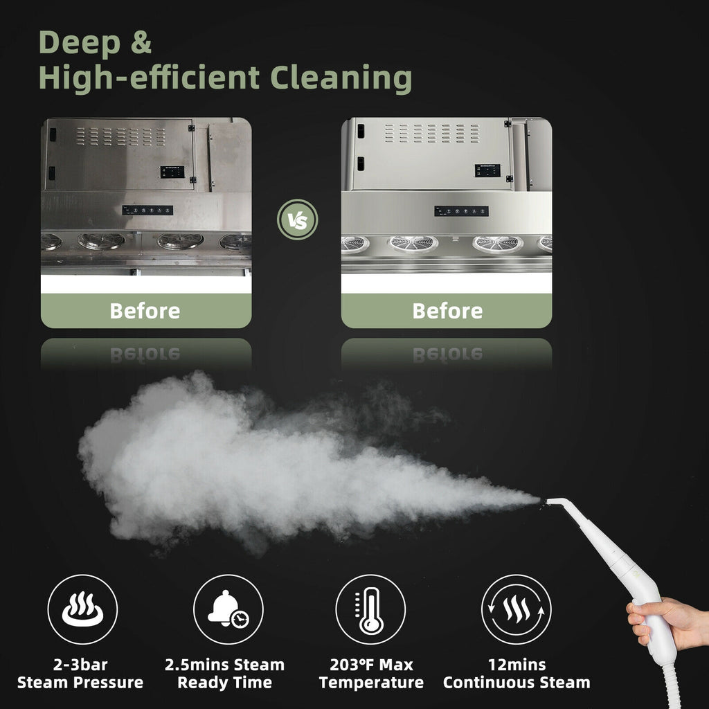 1000W Multifunction Portable Hand-held Steam Cleaner with 10 Accessories-Green