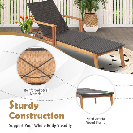 Patio Chaise Lounge and Table Set with 4-Level Adjustable Backrest
