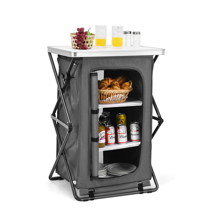Folding Camping Storage Cabinet with 3 Shelves and Carry Bag-M