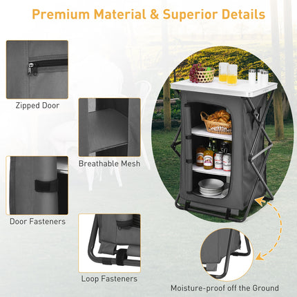 Folding Camping Storage Cabinet with 3 Shelves and Carry Bag-M