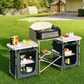 Table de camping pliante avec organisateur de rangement - Gris