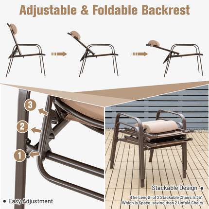 3 Pieces Patio Bistro Furniture Set with Adjustable Backrest-Coffee