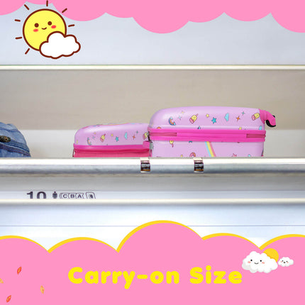 2 Pieces Kids Carry-on Luggage Set with 12 Inch Backpack-Pink