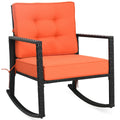 Fauteuil à bascule extérieur en rotin pour patio, avec coussin, couleur orange