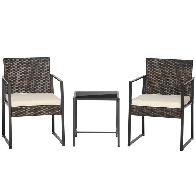 3 Pieces Modern Heavy Duty Patio Furniture Set with Coffee Table-Off White