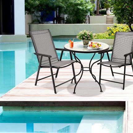 4-Pack Patio Folding Chairs Portable for Outdoor Camping-Gray