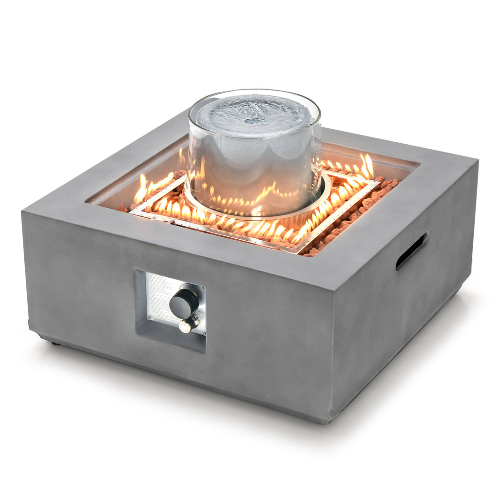 Foyer d'extérieur carré au propane de 28 pouces et 50 000 BTU avec housse en PVC-Gris