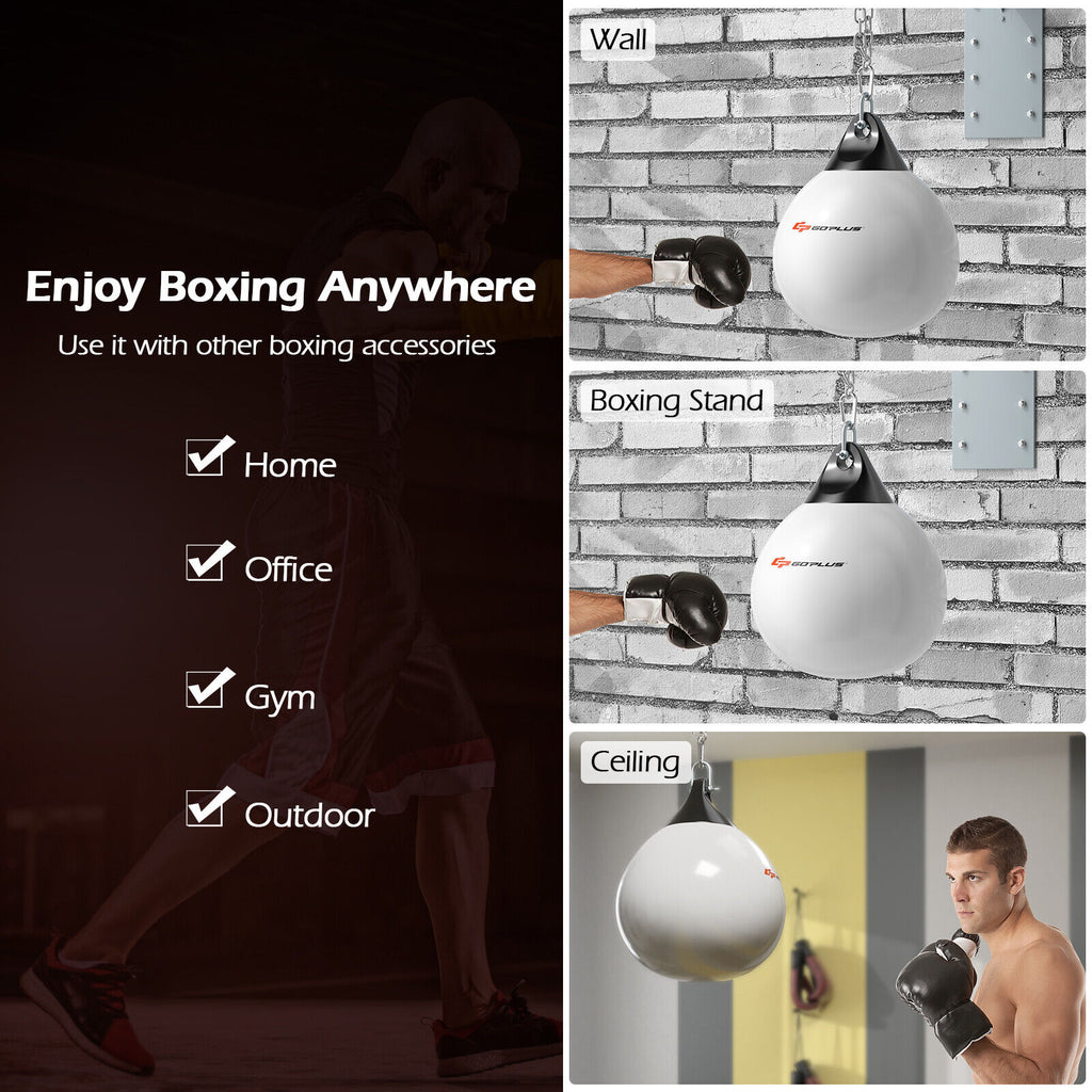 18 Inch 110 Pound Heavy Punching Water Aqua Bag with Adjustable Metal Chain-White
