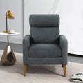 Lint Fabric Modern Accent Chair with Solid Wood Legs-Gray