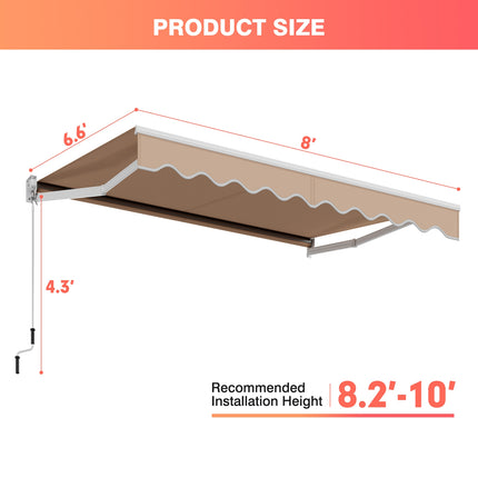 8FT  6.5FT Retractable Aluminum Patio Sun Awning-Beige