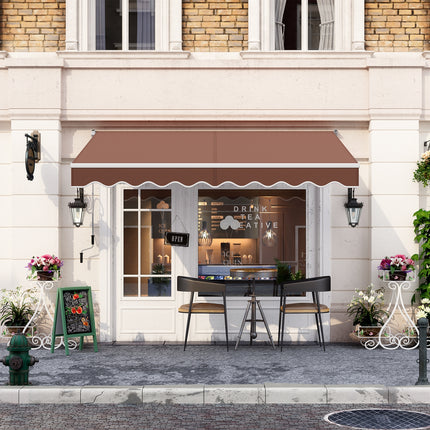 8 x 6.6 Feet Patio Retractable Awning withManual Crank Handle-Coffee