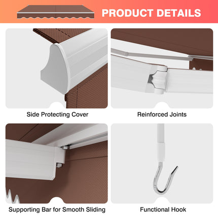 8 x 6.6 Feet Patio Retractable Awning withManual Crank Handle-Coffee
