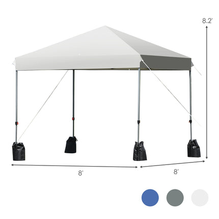 8x8' Outdoor Pop up Canopy Tent  w/Roller Bag-White