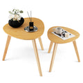 Set of 2 Triangle Modern Coffee Table Rubber Wood for Living Room-Natural