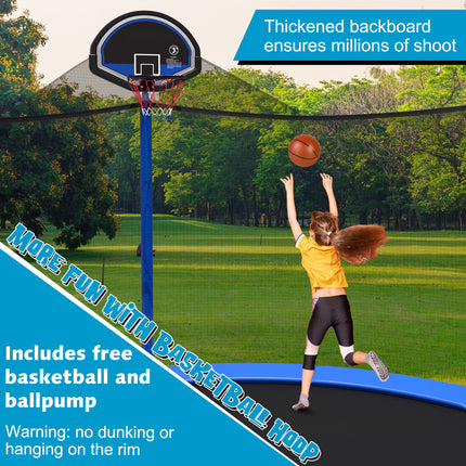 12/14/15/16 Feet Outdoor Recreational Trampoline with Enclosure Net-15 ft