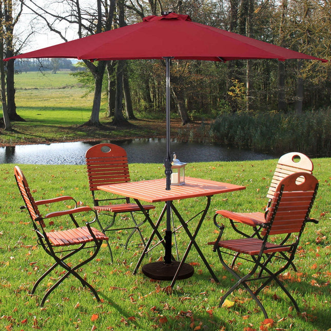 9' Solar LED Lighted Patio Market Umbrella Tilt Adjustment Crank Lift -Burgundy