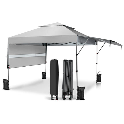 10 x 17.6 Feet Outdoor Instant Pop-up Canopy Tent with Dual Half Awnings-White