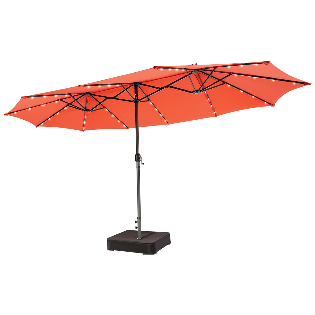Parasol de patio double face de 4,5 mètres avec 48 lumières LED - Orange
