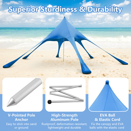 20 x 20 Feet Beach Canopy Tent with UPF50+ Sun Protection and Shovel-Blue