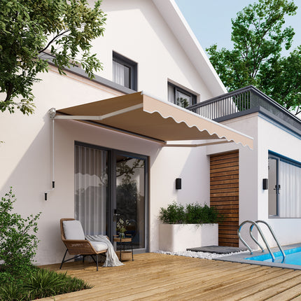 10 x 8.2 Feet Retractable Awning with Easy Opening Manual Crank Handle-Beige