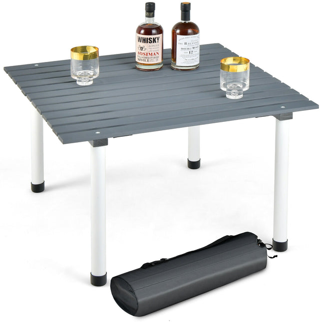 Folding Outdoor Camping Table with Carrying Bag for Picnics and Party-Gray