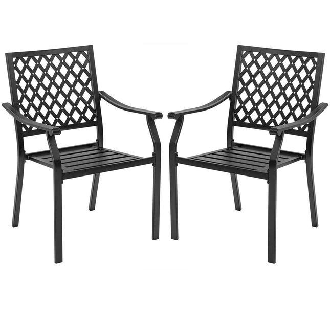 3 Pieces Patio Dining Set Stackable Chairs Armrest Table with Umbrella Hole