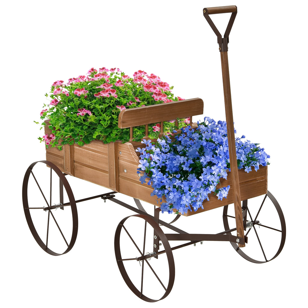 Jardinière en bois avec roue pour jardin – Marron