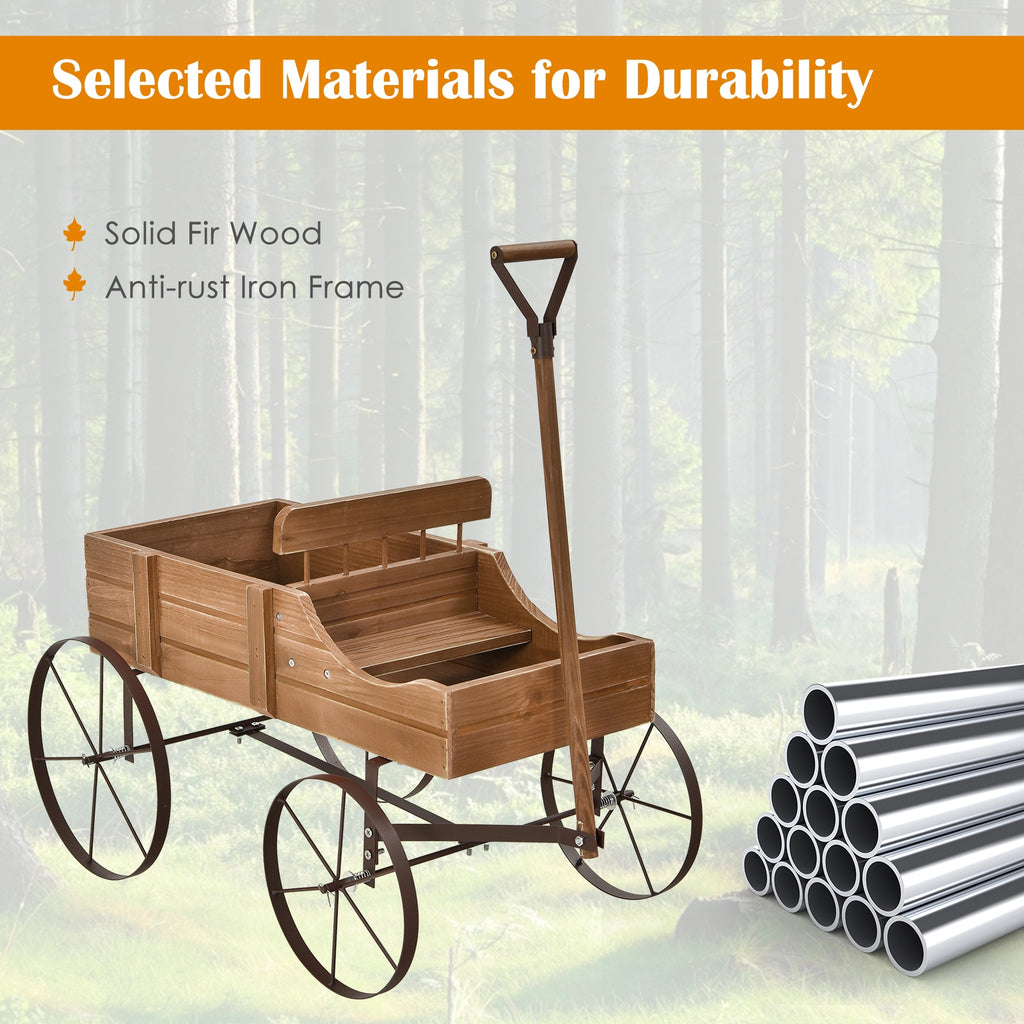 Jardinière en bois avec roue pour jardin – Marron