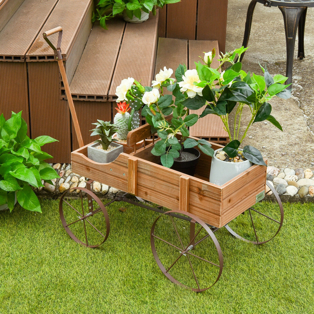 Jardinière en bois avec roue pour jardin – Marron