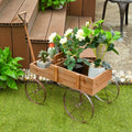 Jardinière en bois avec roue pour jardin – Marron