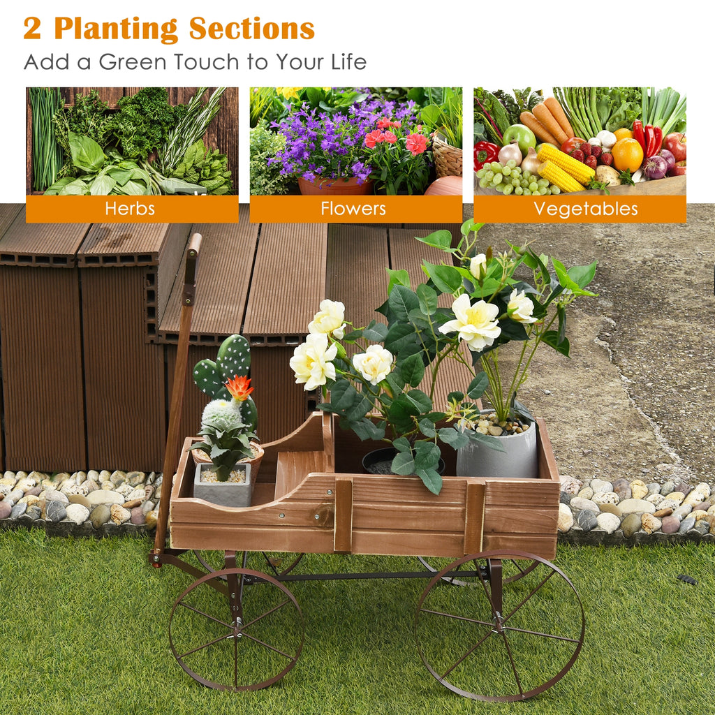 Jardinière en bois avec roue pour jardin – Marron