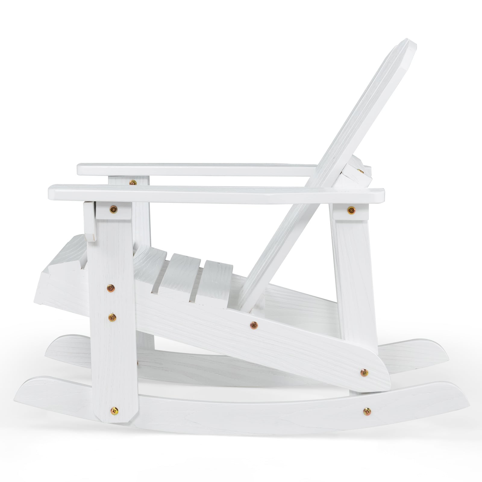 Outdoor Wooden Kid Adirondack Rocking Chair with Slatted Seat-White