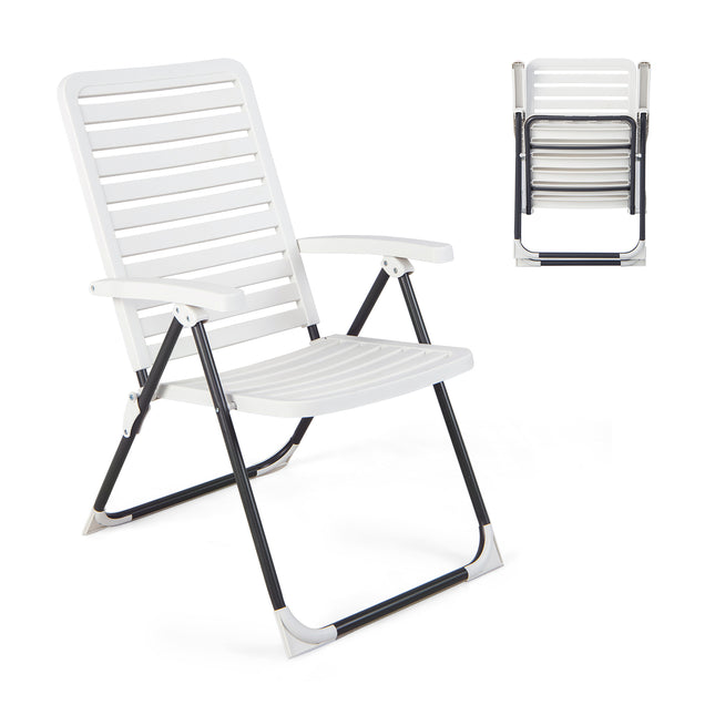 Folding Patio Chaise Lounger with 7-Level Backrest