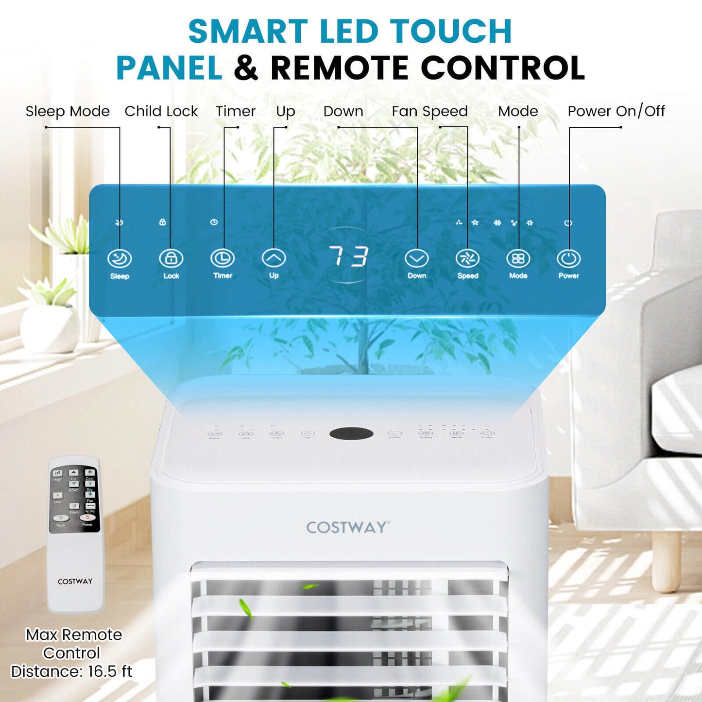 4-in-1 8000 BTU Air Conditioner with Cool Fan Dehumidifier and Sleep Mode-White