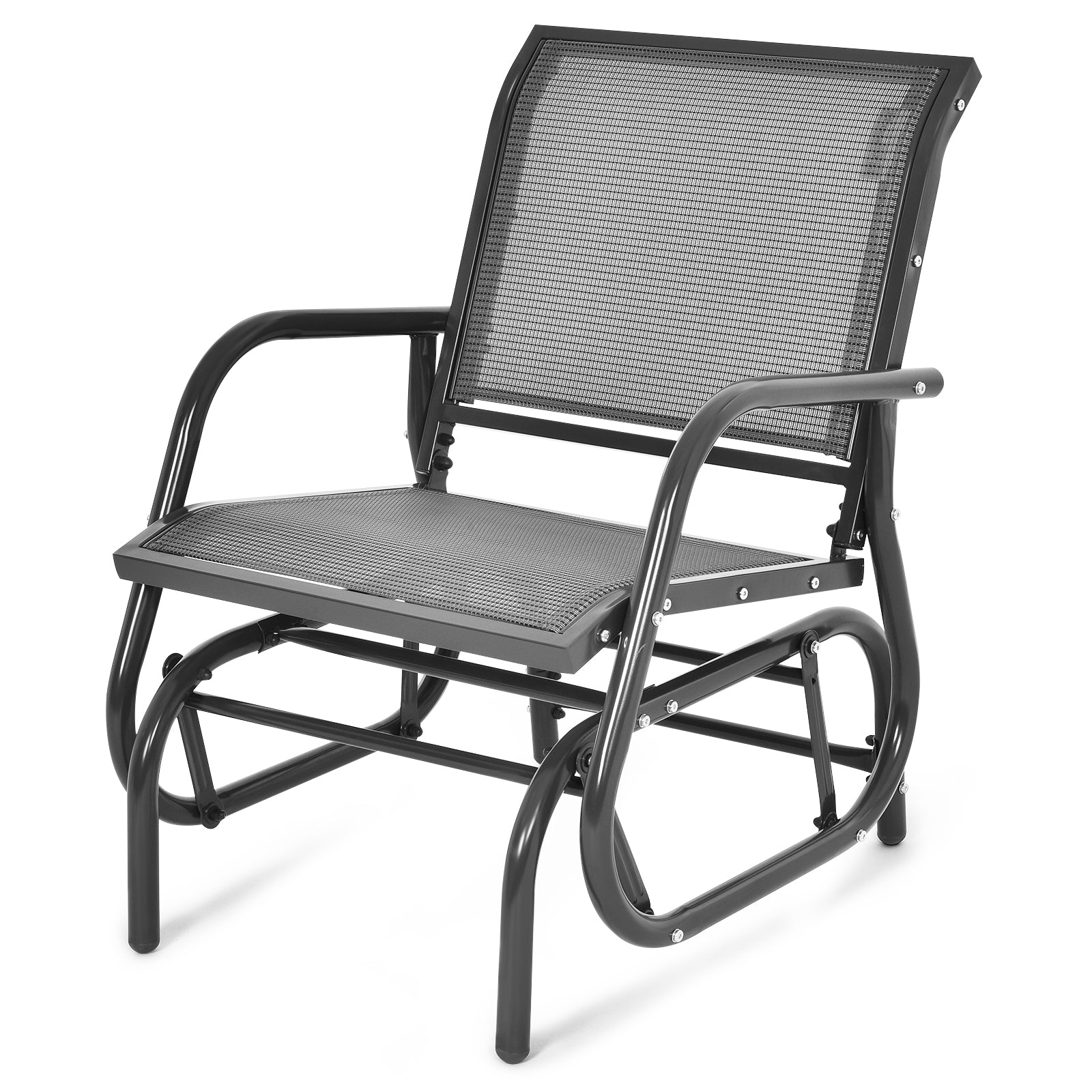 Chaise berçante monoplace de jardin avec accoudoirs - Grise