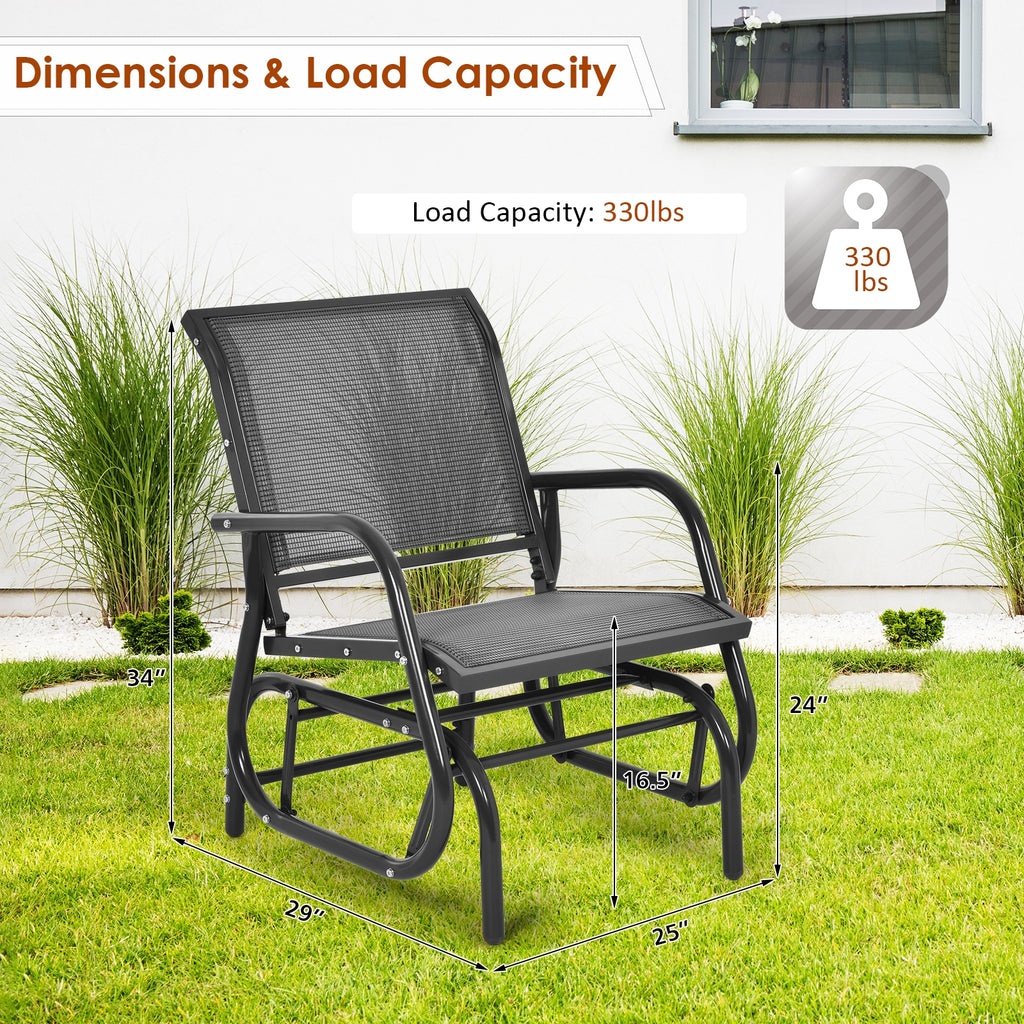 Chaise berçante monoplace de jardin avec accoudoirs - Grise