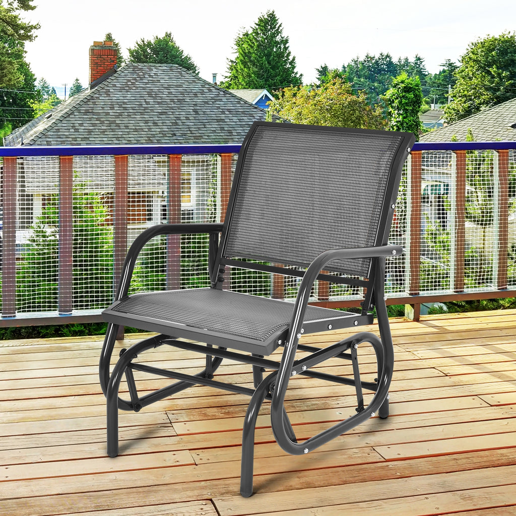 Chaise berçante monoplace de jardin avec accoudoirs - Grise