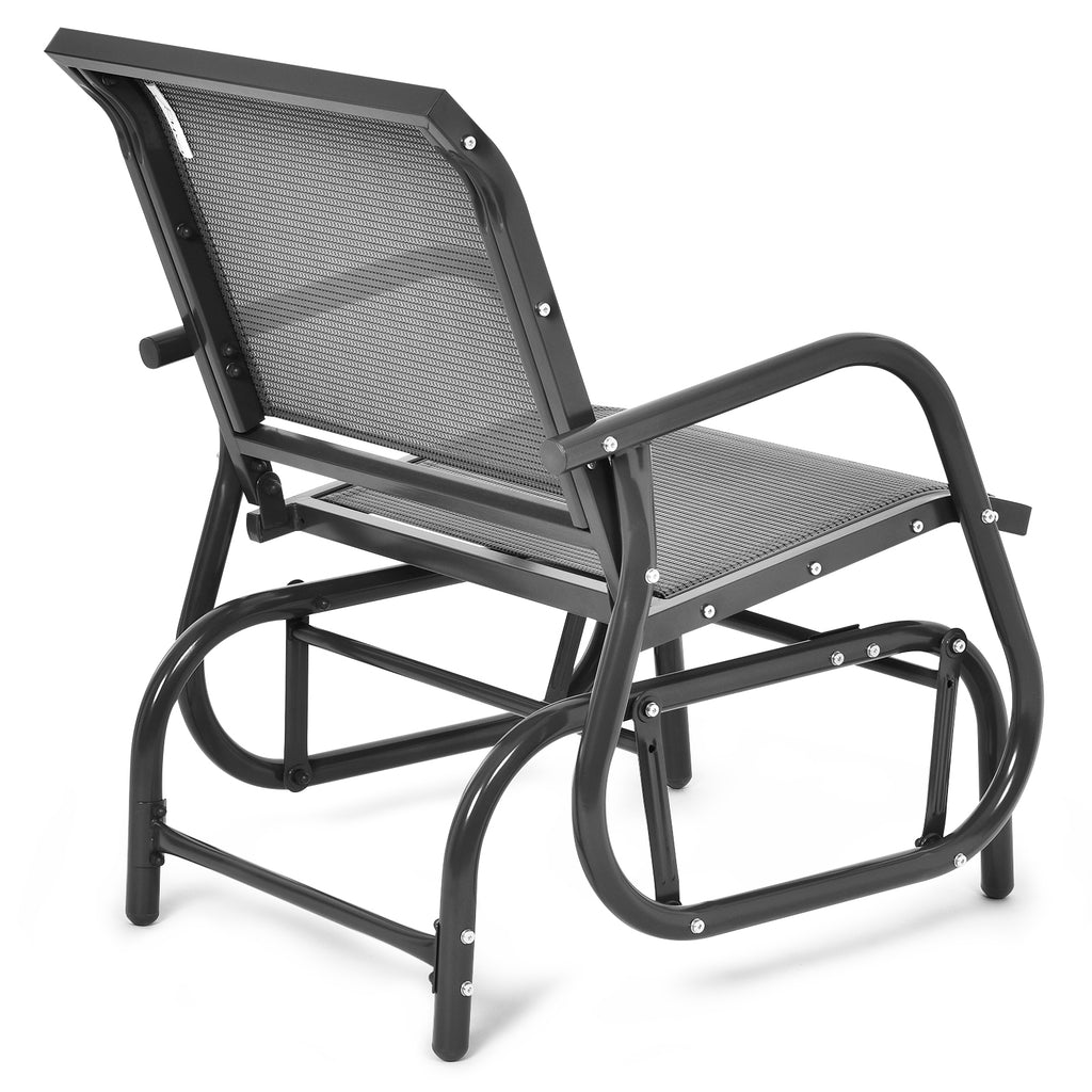 Chaise berçante monoplace de jardin avec accoudoirs - Grise