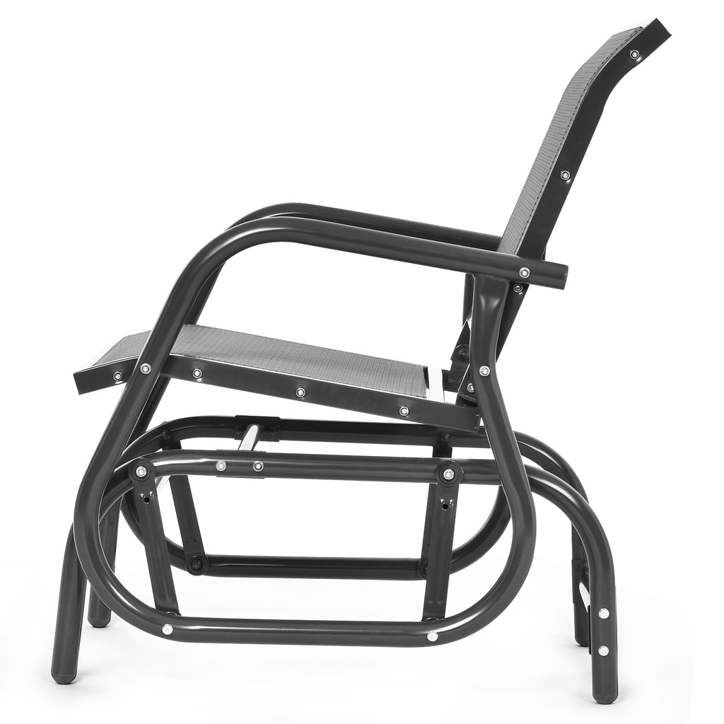 Chaise berçante monoplace de jardin avec accoudoirs - Grise