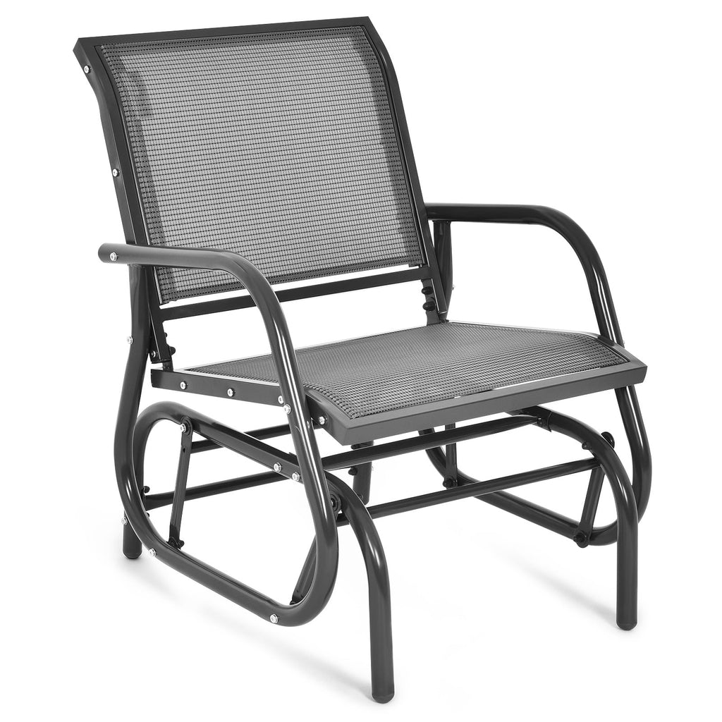 Chaise berçante monoplace de jardin avec accoudoirs - Grise