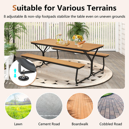6 Feet Outdoor Picnic Table Bench Set for 6-8 People-Brown