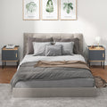 Nightstand Bedside End Table with Door Cabinet for Living Room Bedroom-Gray