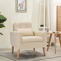 Linen Fabric Single Sofa Armchair with Waist Pillow for Living Room-Beige