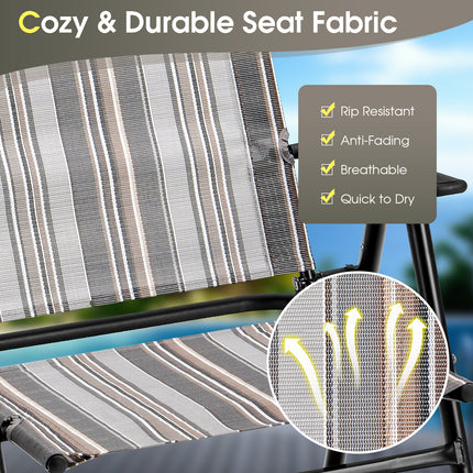 Set of 2 Patio Folding Sling Chairs Space-saving Dining Chair-Gray