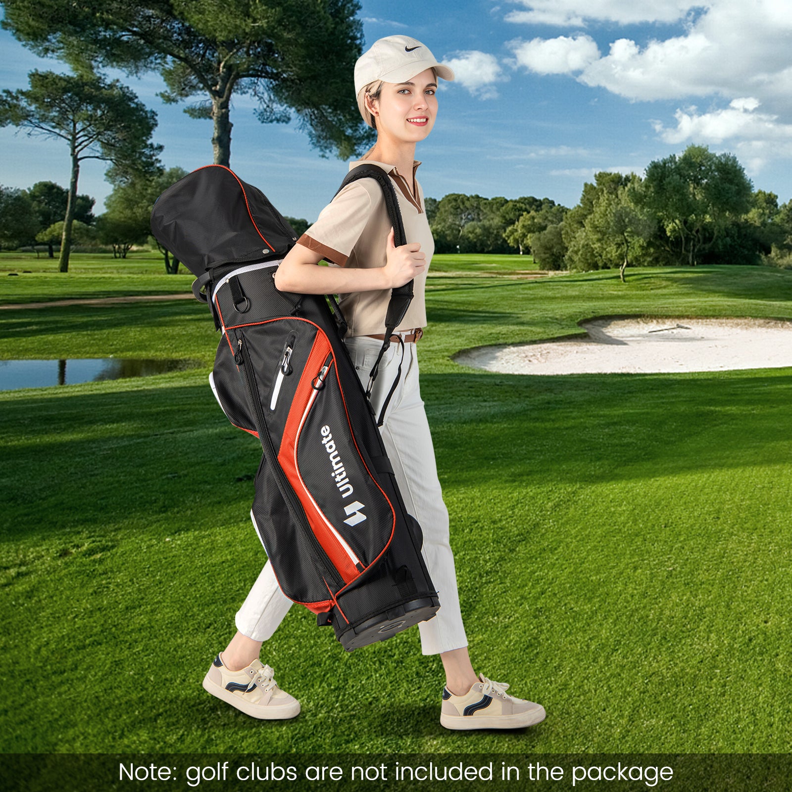 Golf Cart Bag with 14 Way Top Dividers-Red